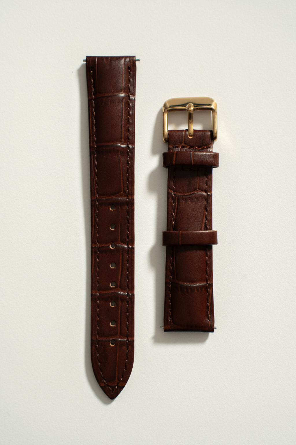 18mm Leather Watch Strap With Quick Release - Brown and Gold