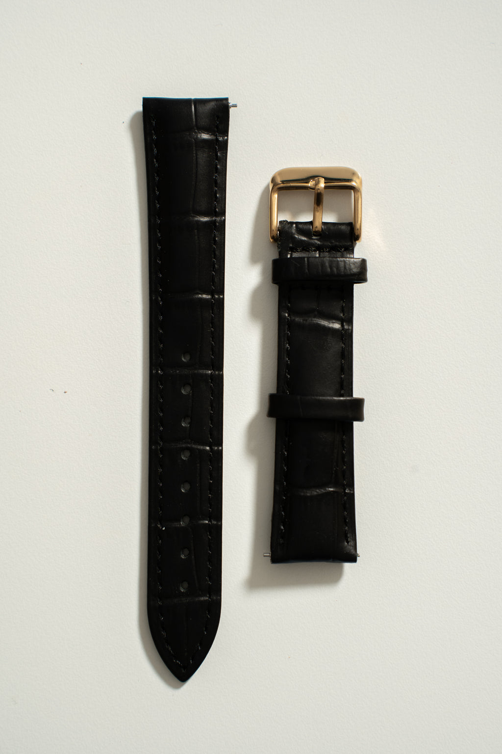 18mm Leather Watch Strap With Quick Release - Black and Gold