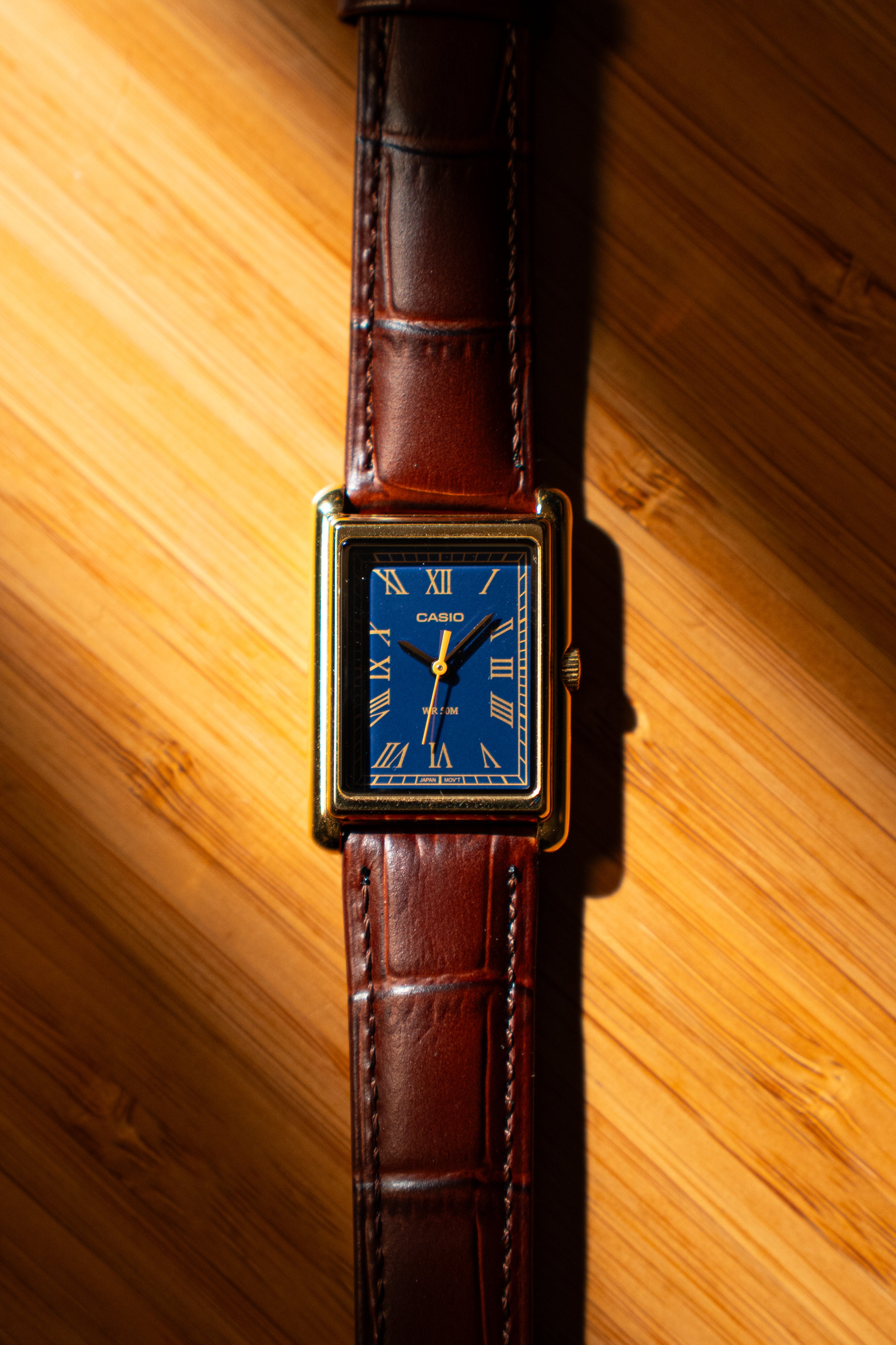 18mm Leather Watch Strap With Quick Release - Brown and Gold