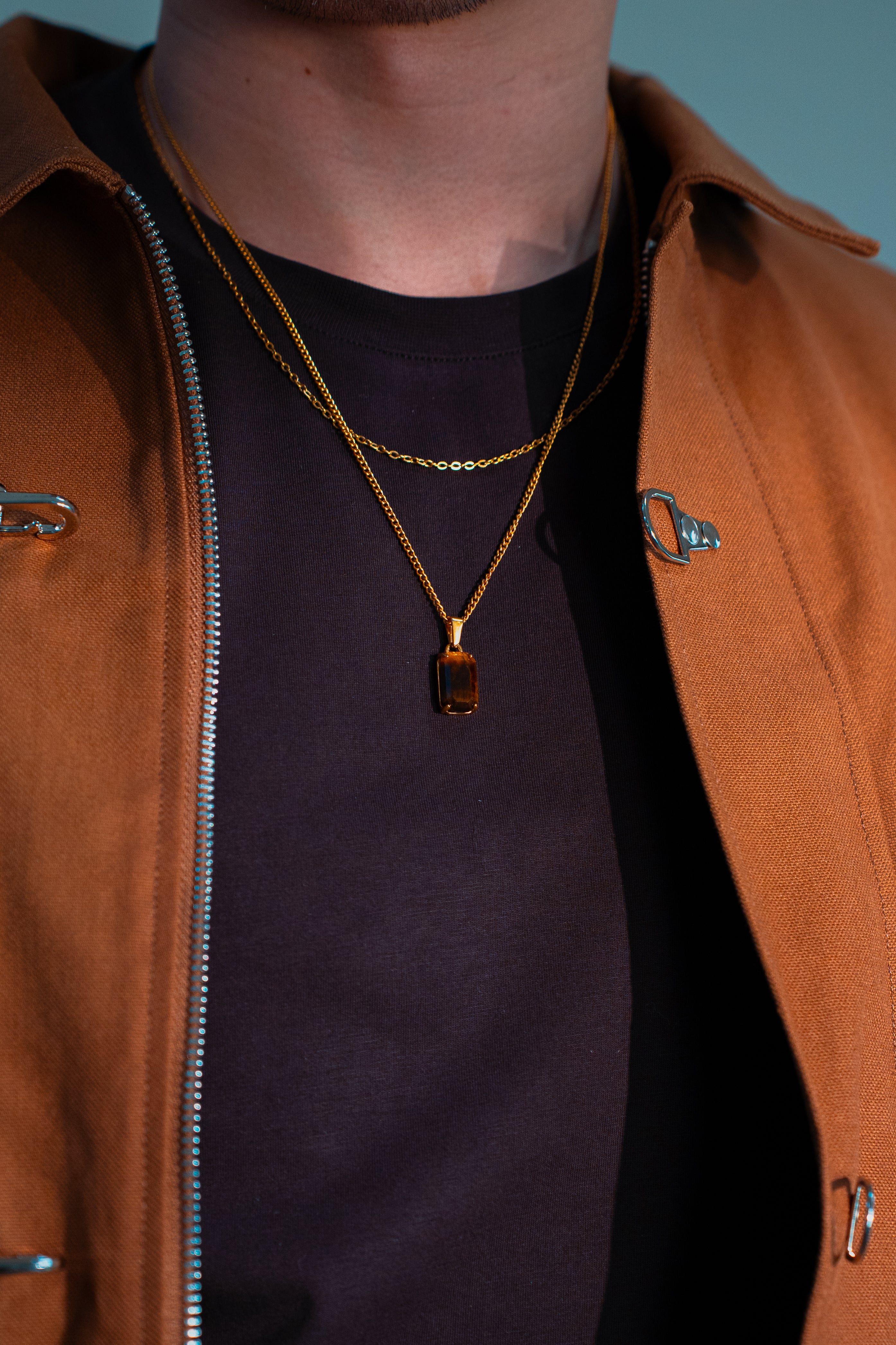 Tiger Eye Pendant - Gold
